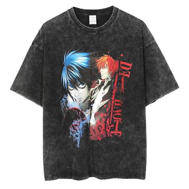 I Royal Washed retro men's short-sleeved t-shirt anime peripheral printed loose t-shirt for men eprolo 