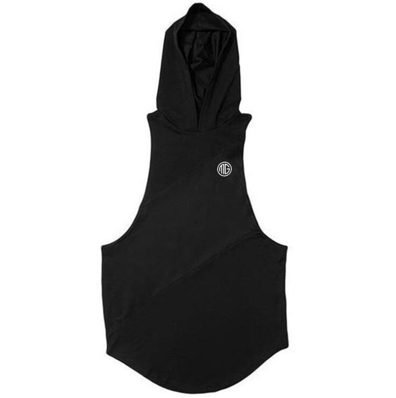 Fitness Men Tank Top with hooded  Tank Tops workout Singlet Sleeveless Shirt