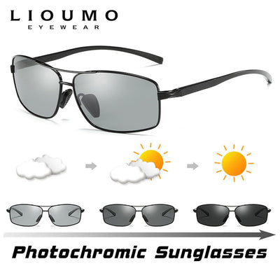 Photochromic Sunglasses Men Polarized Chameleon Glasses Driving Anti-glare Sun Glasses