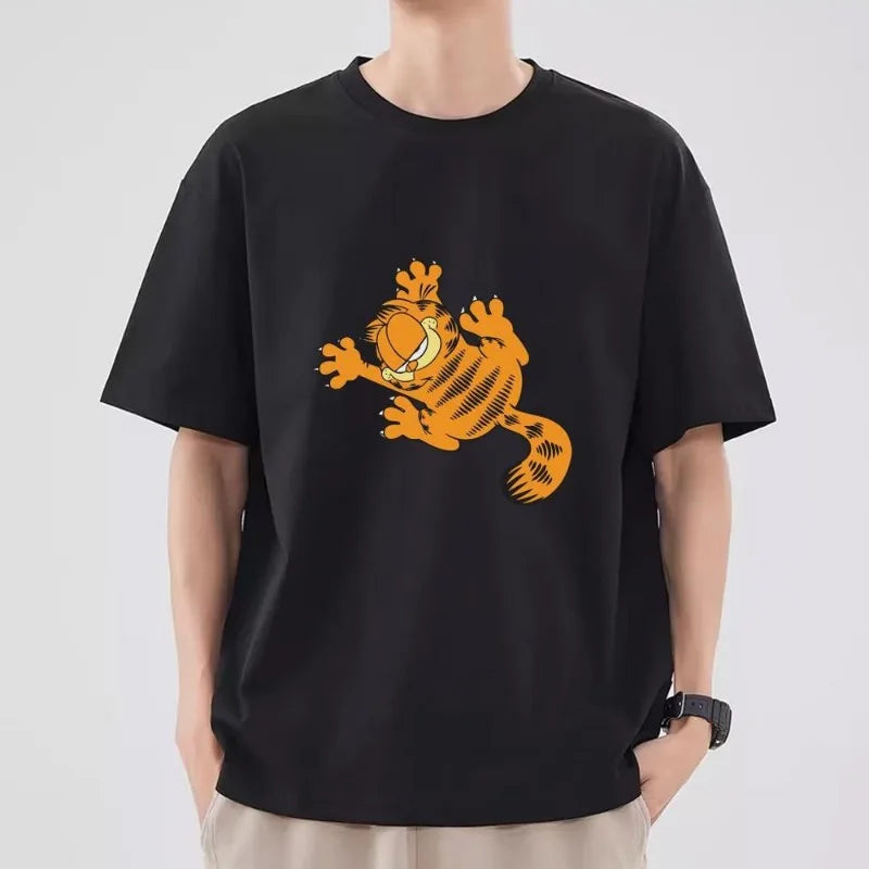 G-Garfield Cartoon T Shirt Short Sleeve Collar Fashion T-shirt Man Cotton