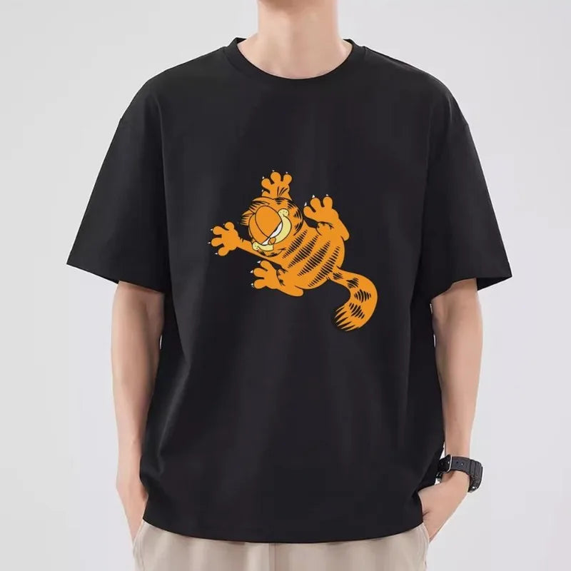 G-Garfield Cartoon T Shirt Short Sleeve Collar Fashion T-shirt Man Cotton