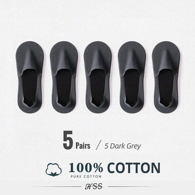 5 Pairs/Lot Men's Boat Socks 100% Cotton  Sweat Absorption, Thin Breathable Non-slip Socks