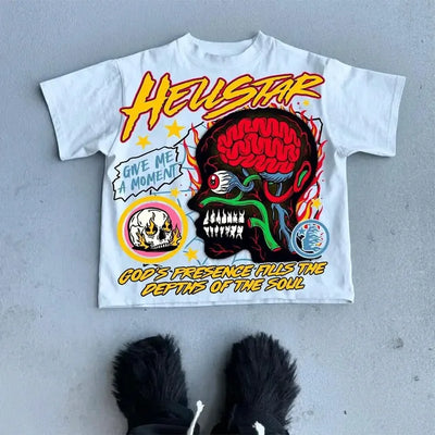 Hip Hop Print Vintage Y2k Tops Oversized T Shirt  Graphic All Cotton Material Shirts