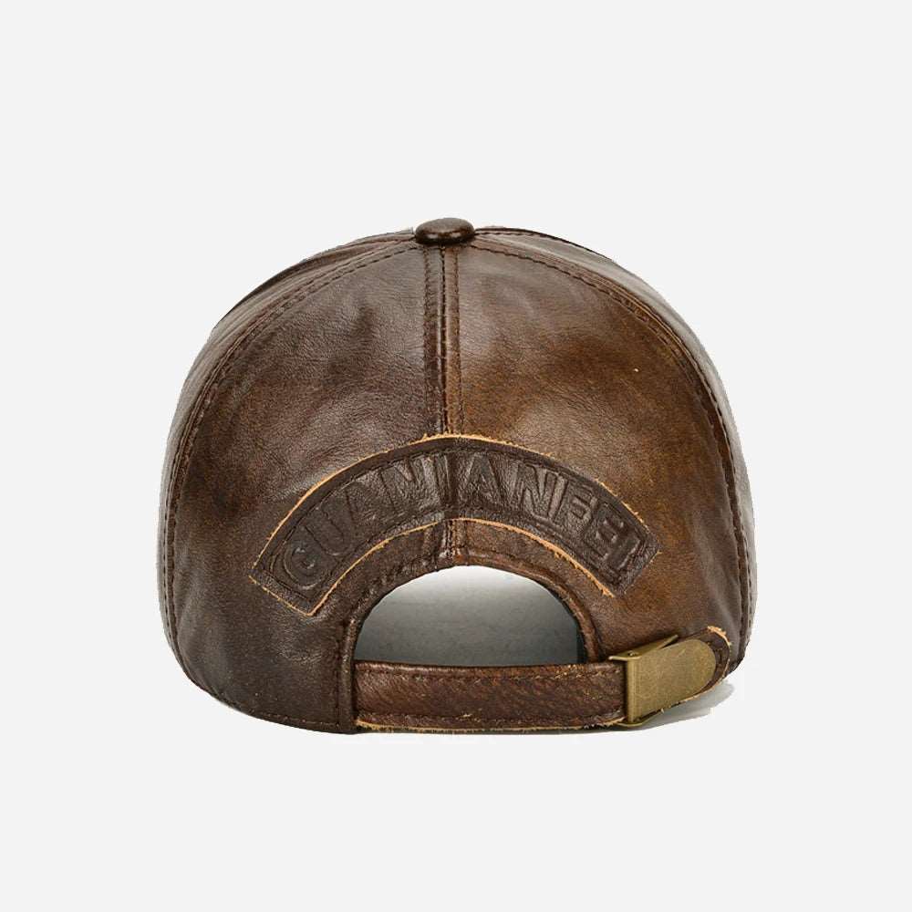 Hot Sale Men Genuine Cowhide Leather Baseball Cap Casual Real Leather Hat Autumn Winter Real Cowhide Leather Ear Protection Caps