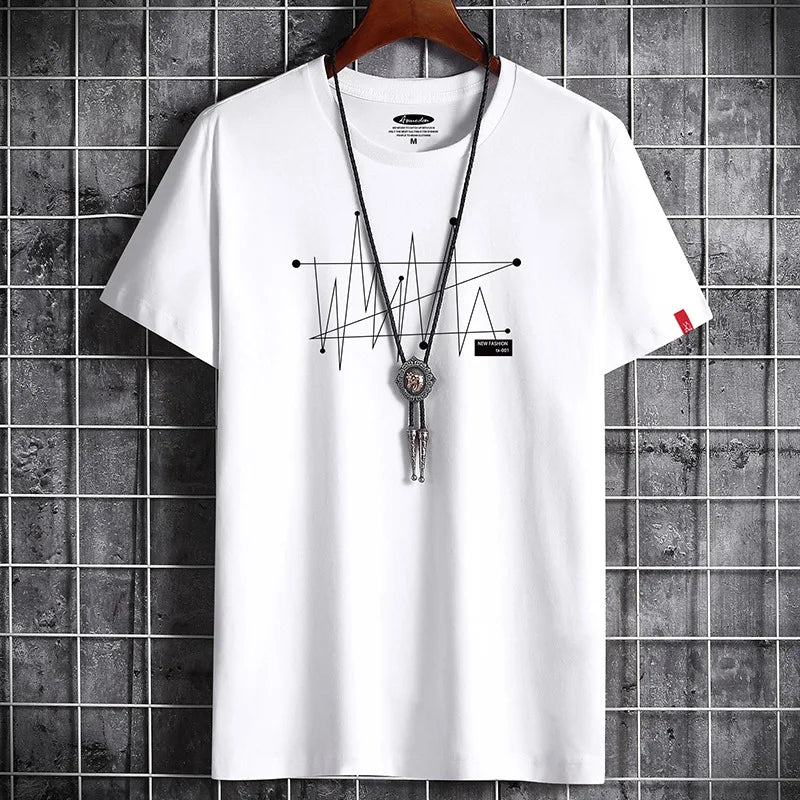 Manga Tshirt Tops Oversize Men Loose Tee 100% Cotton Short Sleeve T-shirt