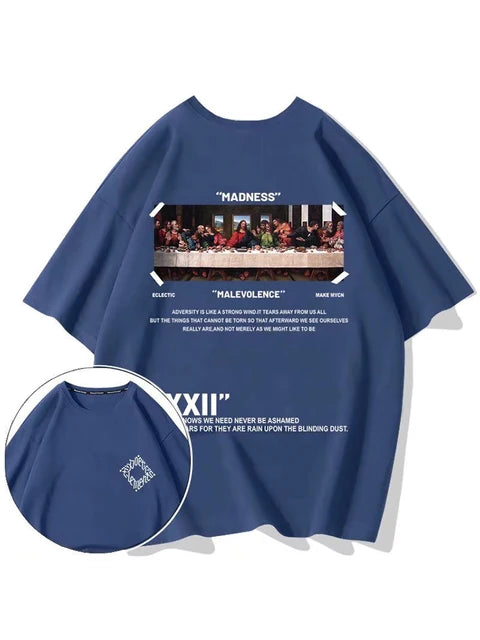 Men T-shirt The Last Supper Print Short Sleeve T Shirts  Oversize