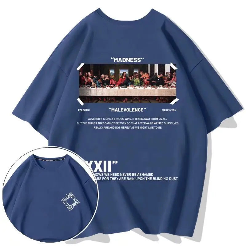 Men T-shirt The Last Supper Print Short Sleeve T Shirts  Oversize