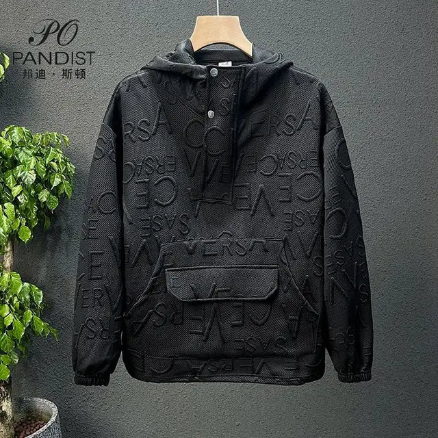 Men's Fleece Hoodie Sweatshirt Casual Style Solid Color Long Sleeve Solid Pullover Luxury 3D Letter Designer Sweatshirt Jacket