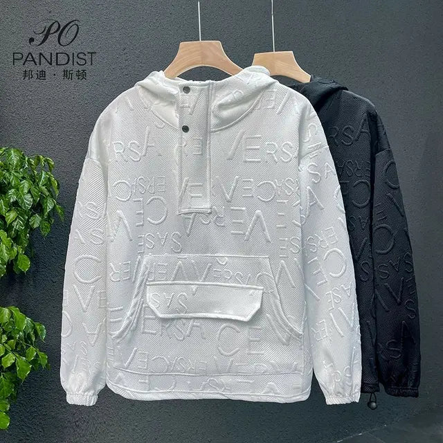 Men's Fleece Hoodie Sweatshirt Casual Style Solid Color Long Sleeve Solid Pullover Luxury 3D Letter Designer Sweatshirt Jacket