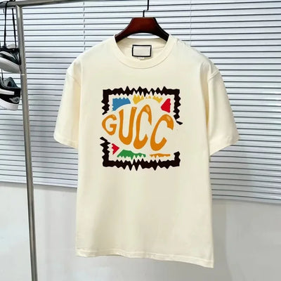 Casual Short-sleeved  Men's Loose Letter Cotton Printed Trendy T-shirts