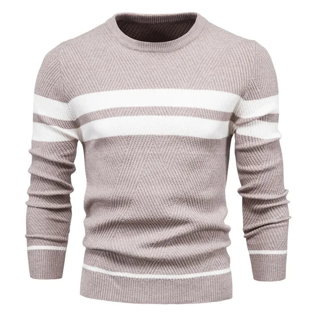 Pullover Men's Sweater O-neck Patchwork Long Sleeve Warm Slim Sweaters Men Casual