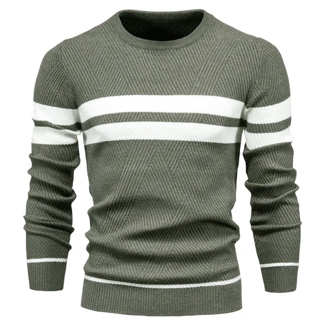 Pullover Men's Sweater O-neck Patchwork Long Sleeve Warm Slim Sweaters Men Casual