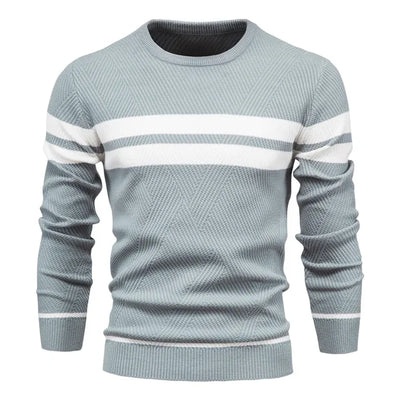 Pullover Men's Sweater O-neck Patchwork Long Sleeve Warm Slim Sweaters Men Casual