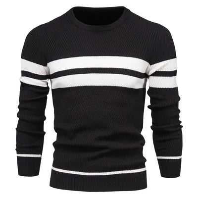 Pullover Men's Sweater O-neck Patchwork Long Sleeve Warm Slim Sweaters Men Casual