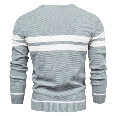 Pullover Men's Sweater O-neck Patchwork Long Sleeve Warm Slim Sweaters Men Casual