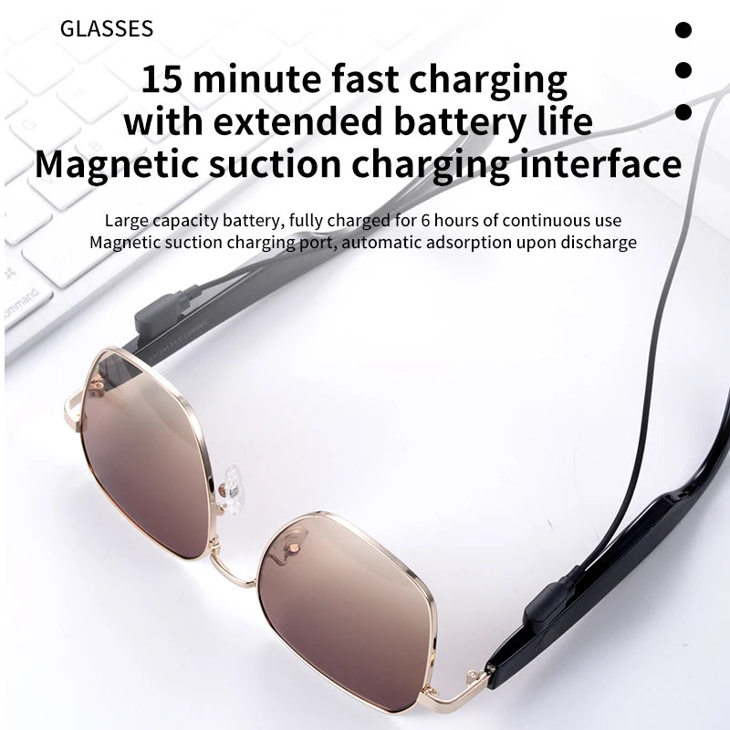 New Bluetooth Audio Smart Glasses Wireless Bluetooth Headset Outdoor UV Protection Sunglasses Men Women Nylon Lenses Eyeglasses