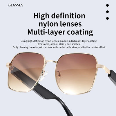 New Bluetooth Audio Smart Glasses Wireless Bluetooth Headset Outdoor UV Protection Sunglasses Men Women Nylon Lenses Eyeglasses