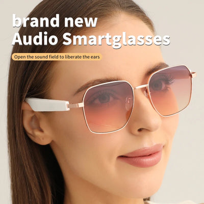 New Bluetooth Audio Smart Glasses Wireless Bluetooth Headset Outdoor UV Protection Sunglasses Men Women Nylon Lenses Eyeglasses