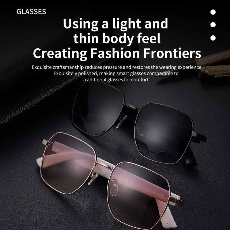 New Bluetooth Audio Smart Glasses Wireless Bluetooth Headset Outdoor UV Protection Sunglasses Men Women Nylon Lenses Eyeglasses