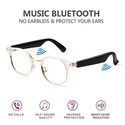 New Bluetooth Smart Glasses Men and Women Headphones Music Wireless Sunglasses Anti-Blue Light Suitable for Game Driving Travel