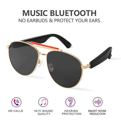 New Bluetooth Smart Glasses Men and Women Headphones Music Wireless Sunglasses Anti-Blue Light Suitable for Game Driving Travel