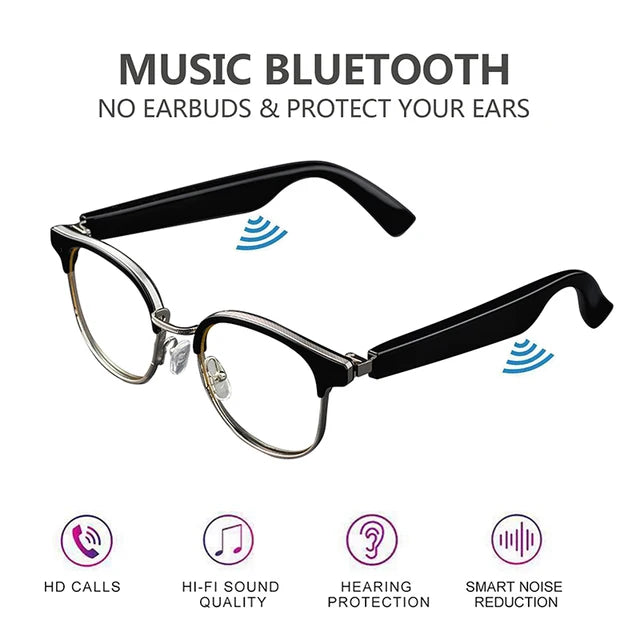 New Bluetooth Smart Glasses Men and Women Headphones Music Wireless Sunglasses Anti-Blue Light Suitable for Game Driving Travel