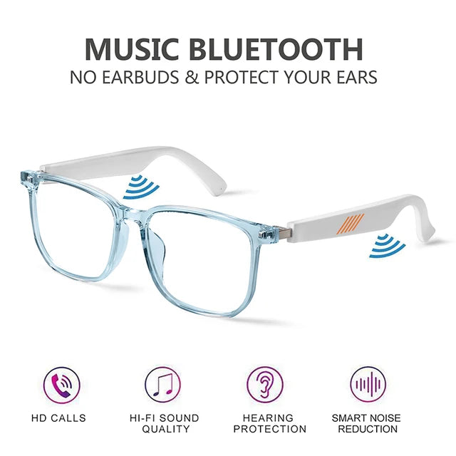 New Bluetooth Smart Glasses Men and Women Headphones Music Wireless Sunglasses Anti-Blue Light Suitable for Game Driving Travel