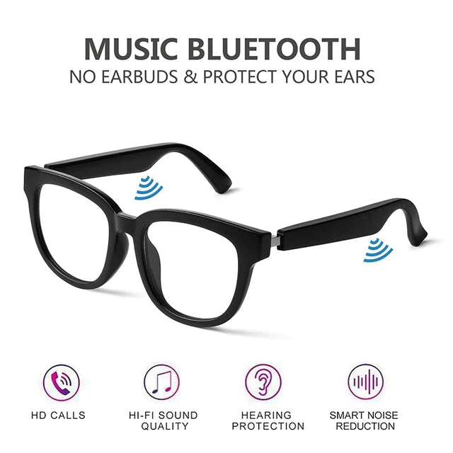 New Bluetooth Smart Glasses Men and Women Headphones Music Wireless Sunglasses Anti-Blue Light Suitable for Game Driving Travel