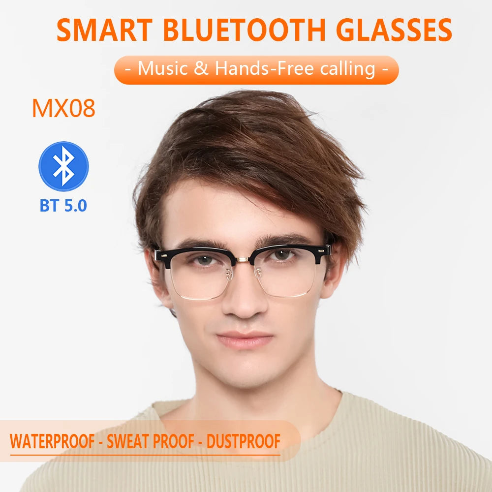 New Bluetooth Smart Glasses Men and Women Headphones Music Wireless Sunglasses Anti-Blue Light Suitable for Game Driving Travel