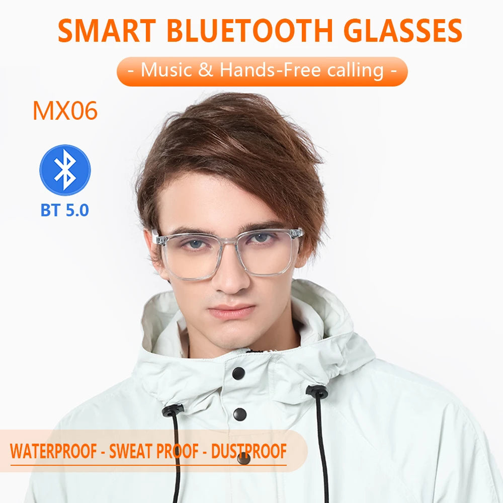 New Bluetooth Smart Glasses Men and Women Headphones Music Wireless Sunglasses Anti-Blue Light Suitable for Game Driving Travel