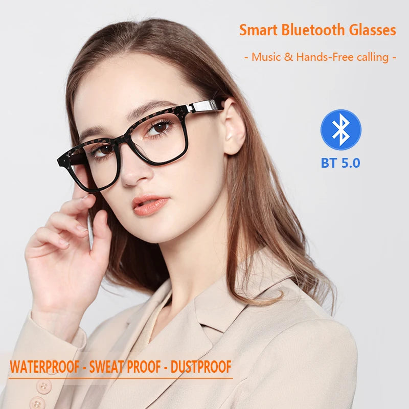 New Bluetooth Smart Glasses Men and Women Headphones Music Wireless Sunglasses Anti-Blue Light Suitable for Game Driving Travel