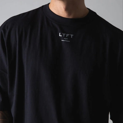 Men's Cotton t shirt Loose Oversized T-Shirt Casual Mens Sports Tee Shirt Black