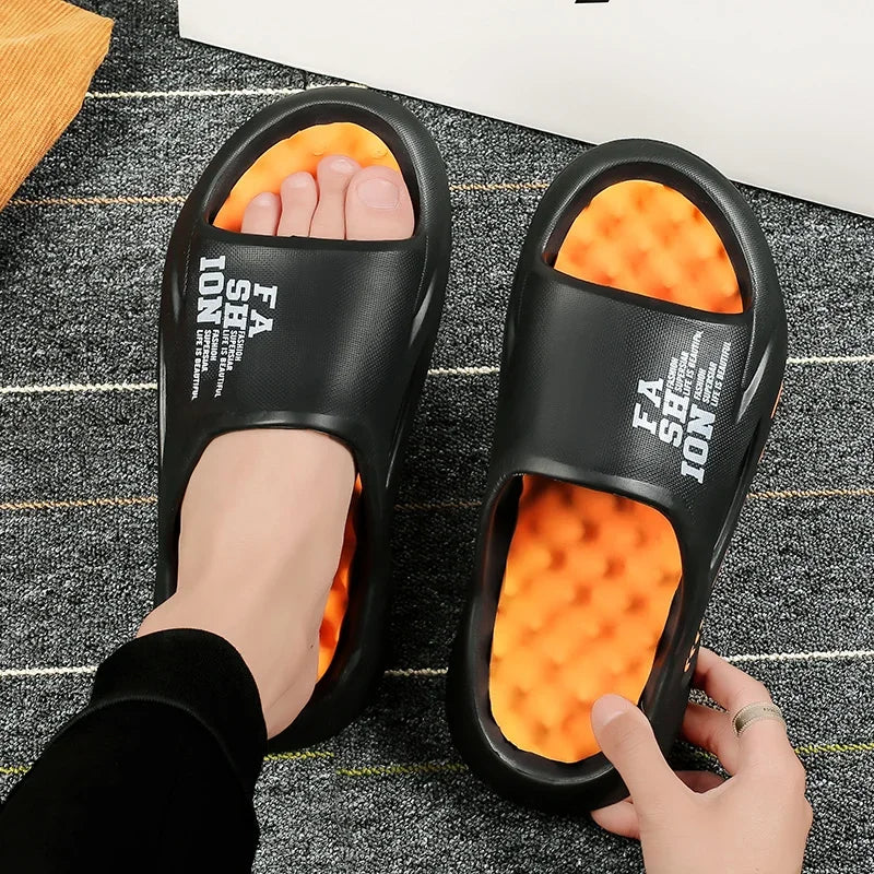 Men Massage Slippers Sides Indoor Outdoor Casual Shoes Soft Sole Slides Men Flip-flops