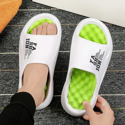 Men Massage Slippers Sides Indoor Outdoor Casual Shoes Soft Sole Slides Men Flip-flops