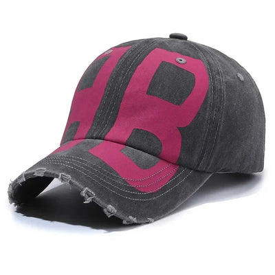 New Vintage Fashion Old Washed Denim Peaked Cap Soft Top Printed Letter All-match Retro Baseball Cap