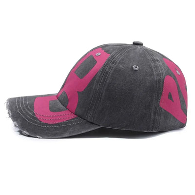 New Vintage Fashion Old Washed Denim Peaked Cap Soft Top Printed Letter All-match Retro Baseball Cap