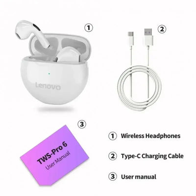 Original Lenovo Air Pro 6 TWS Wireless Bluetooth Headset Mini Pods Earbuds Earpods Earphone For Xiaomi Android IPhone Headphones