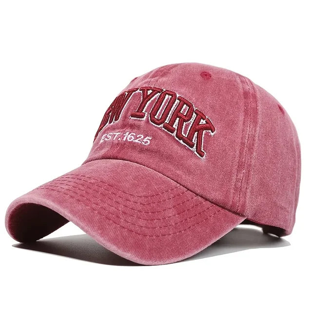 Retro Letter New York Washed Cotton Baseball Caps  Embroidery Snapback Hats