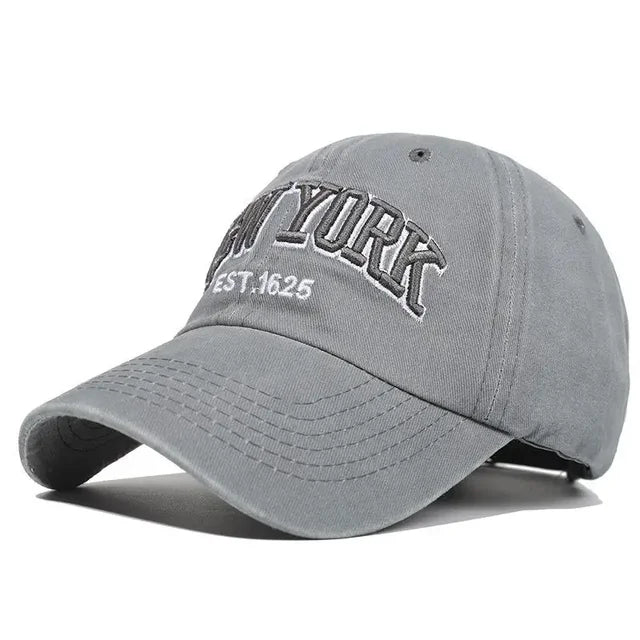 Retro Letter New York Washed Cotton Baseball Caps  Embroidery Snapback Hats