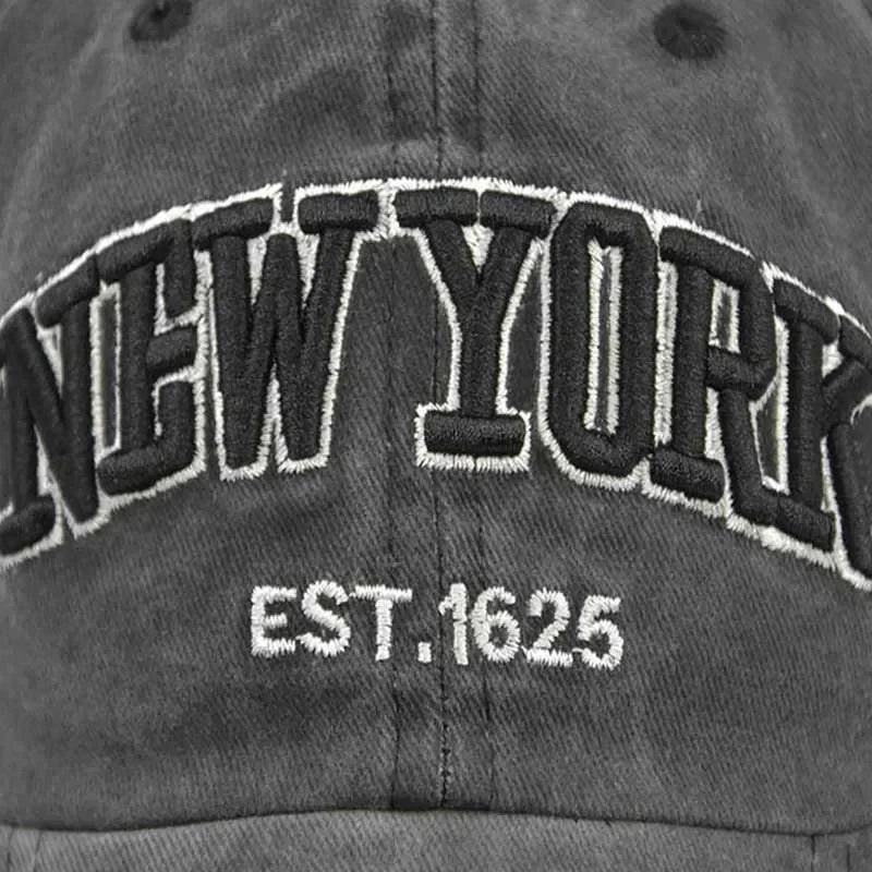 Retro Letter New York Washed Cotton Baseball Caps  Embroidery Snapback Hats