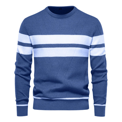 Autumn Pullover Men's Sweater O-neck Patchwork Long Sleeve Warm Slim Sweaters Men Casual