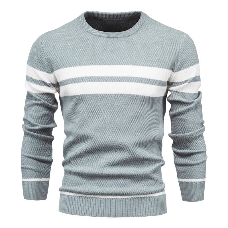 Autumn Pullover Men's Sweater O-neck Patchwork Long Sleeve Warm Slim Sweaters Men Casual