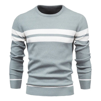 Autumn Pullover Men's Sweater O-neck Patchwork Long Sleeve Warm Slim Sweaters Men Casual