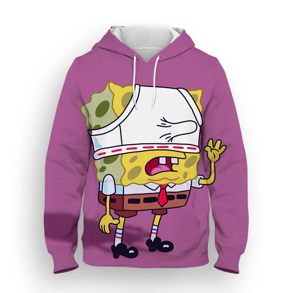 2024 SpongeBob  3D Hoodie Casual Streetwear Long Sleeves Sweatshirt Pullover