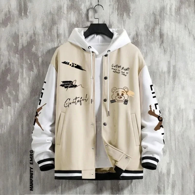 Men's baseball jacket 2023 Spring and Autumn season trendy American high street ruffian handsome young men's loose casual jacket