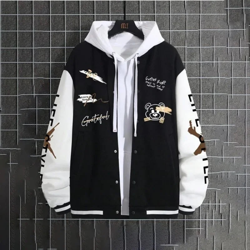 Men's baseball jacket 2023 Spring and Autumn season trendy American high street ruffian handsome young men's loose casual jacket