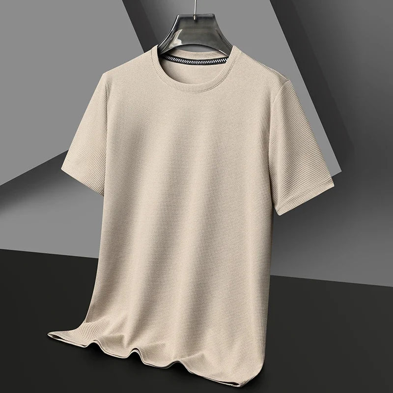 Waffle Round Neck Short Sleeved T-shirt for Men's