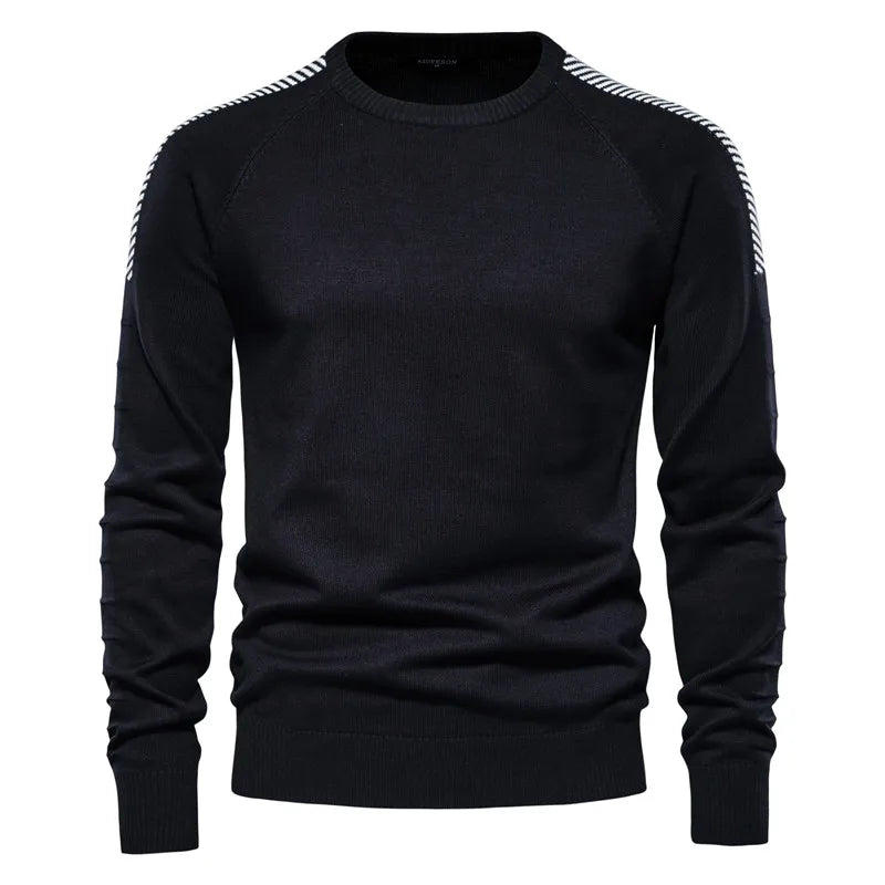 Spliced Drop Sleeve Casual O-neck Slim Fit Pullovers Men's Sweaters