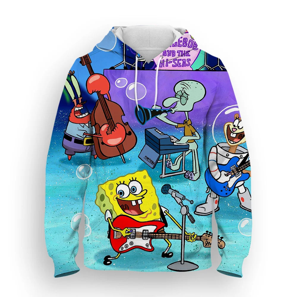 2024 SpongeBob  3D Hoodie Casual Streetwear Long Sleeves Sweatshirt Pullover