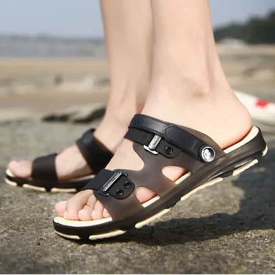 Summer Outdoor Slippers Beach Casual Jelly Shoes Blue Indoor Soft Durable Anti Slip Peep Toe New Male Flip Flop Shoe